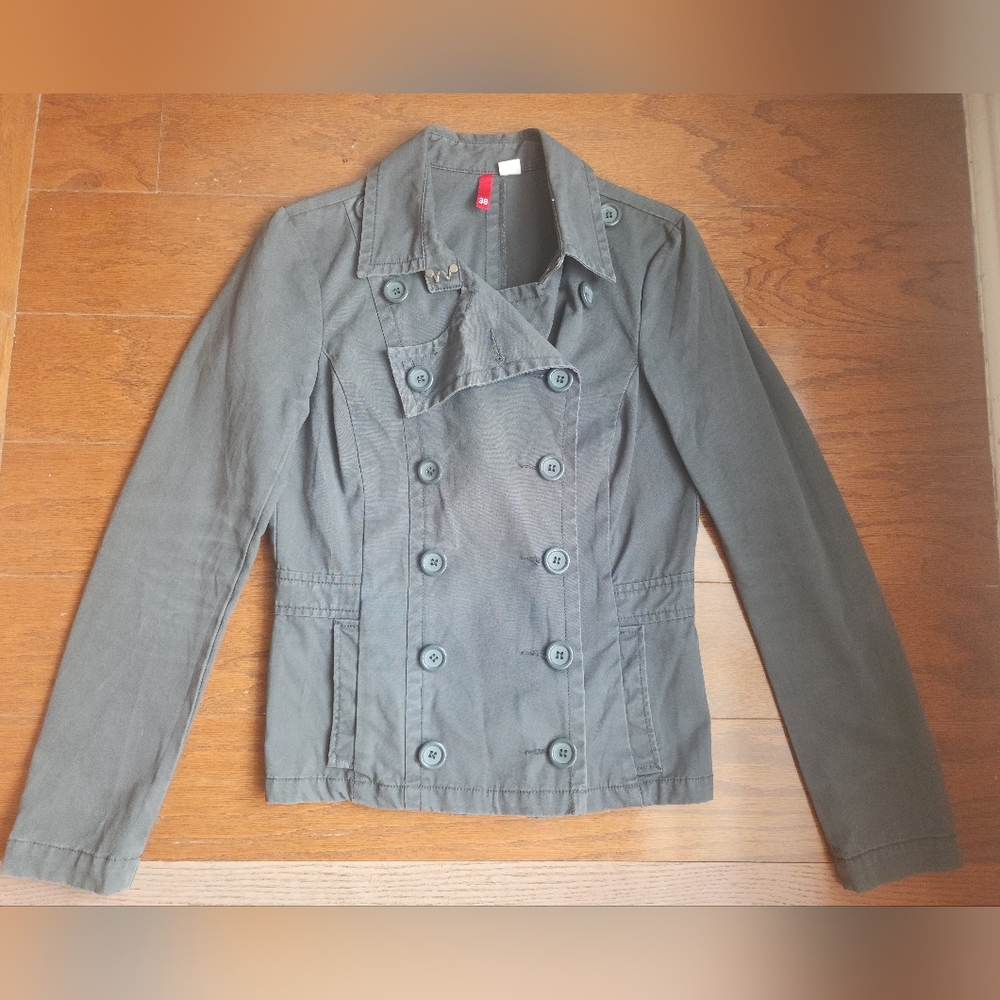 Gray Double-Breasted Jacket H&M Size Medium